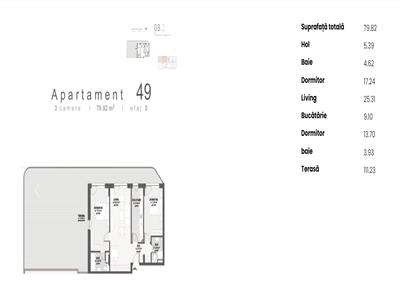 Apartament cu CF 3 camere 80mp, terasa 111mp, in bloc cu lift! Zona Lidl!