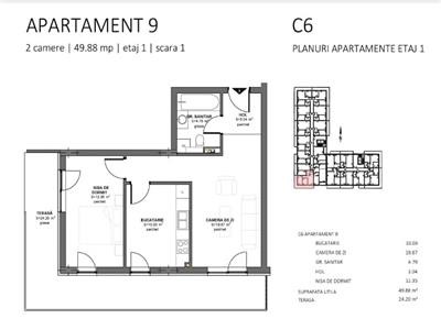 Apartament 2 camere FINISAT, decomandat, terasa 24 mp! Zona Eroilor!