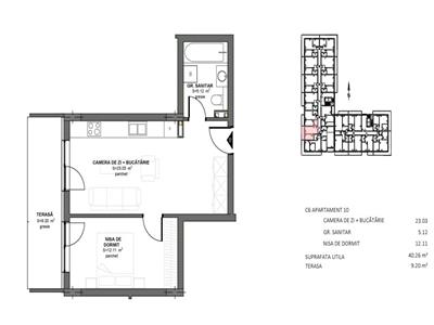 Apartament 2 camere FINISAT 40 mp, terasa 9 mp, zona Eroilor!